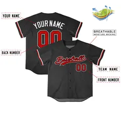 Black Vintage Denim Baseball Jersey 4