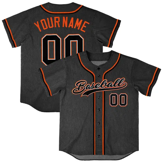 Black Vintage Denim Baseball Jersey