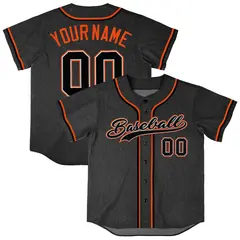Black Vintage Denim Baseball Jersey for Men Women Boy