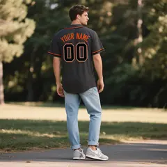 Black Vintage Denim Baseball Jersey 3