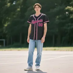 Black Vintage Denim Baseball Jersey 2