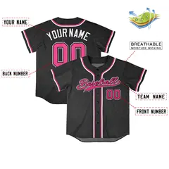 Black Vintage Denim Baseball Jersey 4