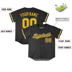 Black Vintage Denim Baseball Jersey 4