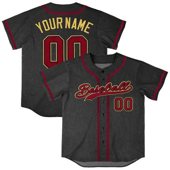 Black Vintage Denim Baseball Jersey