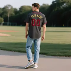 Black Vintage Denim Baseball Jersey 3