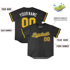 Black Vintage Denim Baseball Jersey 4