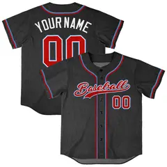 Black Vintage Denim Baseball Jersey for Men Women Boy