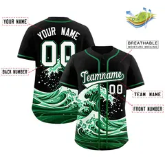 Black Wave Graffiti Pattern Baseball Jersey 2