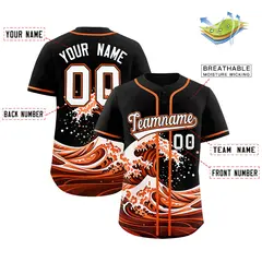 Black Wave Graffiti Pattern Baseball Jersey 2
