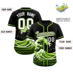 Black Wave Graffiti Pattern Baseball Jersey 2