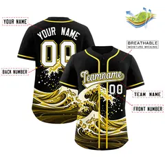 Black Wave Graffiti Pattern Baseball Jersey 2