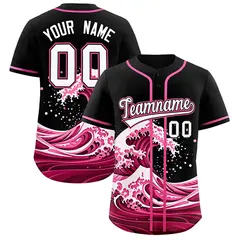 Black Wave Graffiti Pattern Baseball Jersey