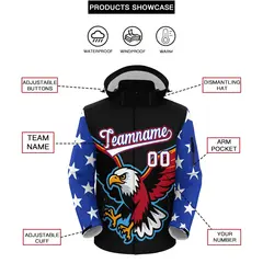 Black White American Flag Independence Day Waterproof Jacket 2