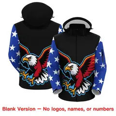Black White American Flag Independence Day Waterproof Jacket 6