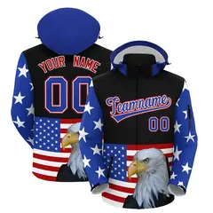 Black White American Flag Independence Day Waterproof Jacket