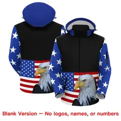 Black White American Flag Independence Day Waterproof Jacket 6