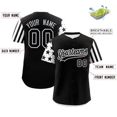 Black White American Flag Raglan Sleeves Baseball Jersey 2
