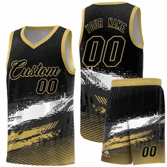 Black White and Khaki Graffiti Pattern Basketball Jersey 1