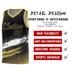 Black White and Khaki Graffiti Pattern Basketball Jersey 2