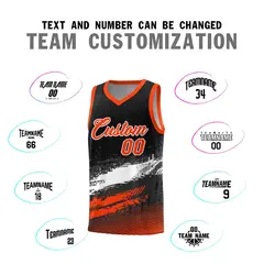 Black White and Orange Graffiti Pattern Basketball Jersey 4