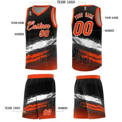 Black White and Orange Graffiti Pattern Basketball Jersey 5