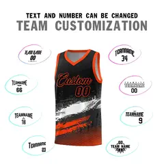 Black White and Orange Graffiti Pattern Basketball Jersey 4