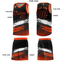 Black White and Orange Graffiti Pattern Basketball Jersey 5
