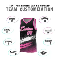 Black White and Pink Graffiti Pattern Basketball Jersey 4