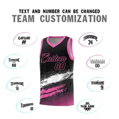 Black White and Pink Graffiti Pattern Basketball Jersey 4