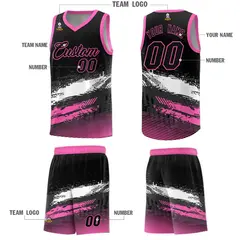 Black White and Pink Graffiti Pattern Basketball Jersey 5