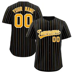 Black White and Yellow Bi-Color Stripes Baseball Jersey 1