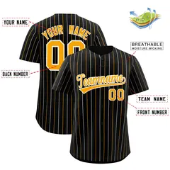 Black White and Yellow Bi-Color Stripes Baseball Jersey 2