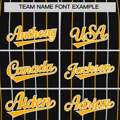 Black White and Yellow Bi-Color Stripes Baseball Jersey 3