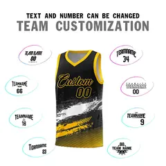 Black White and Yellow Graffiti Pattern Basketball Jersey 4