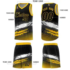 Black White and Yellow Graffiti Pattern Basketball Jersey 5
