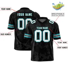 Black White-Aqua Graffiti Line Football Jersey 2