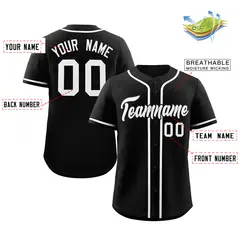 Black White Authentic Classic Pullover Baseball Jersey 13