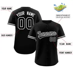 Black White Authentic Full-Button Baseball Jersey 2