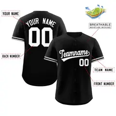 Black White Authentic Full-Button Baseball Jersey 2