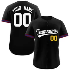 Black White Authentic Full-Button Baseball Jersey