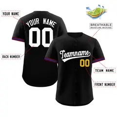 Black White Authentic Full-Button Baseball Jersey 2