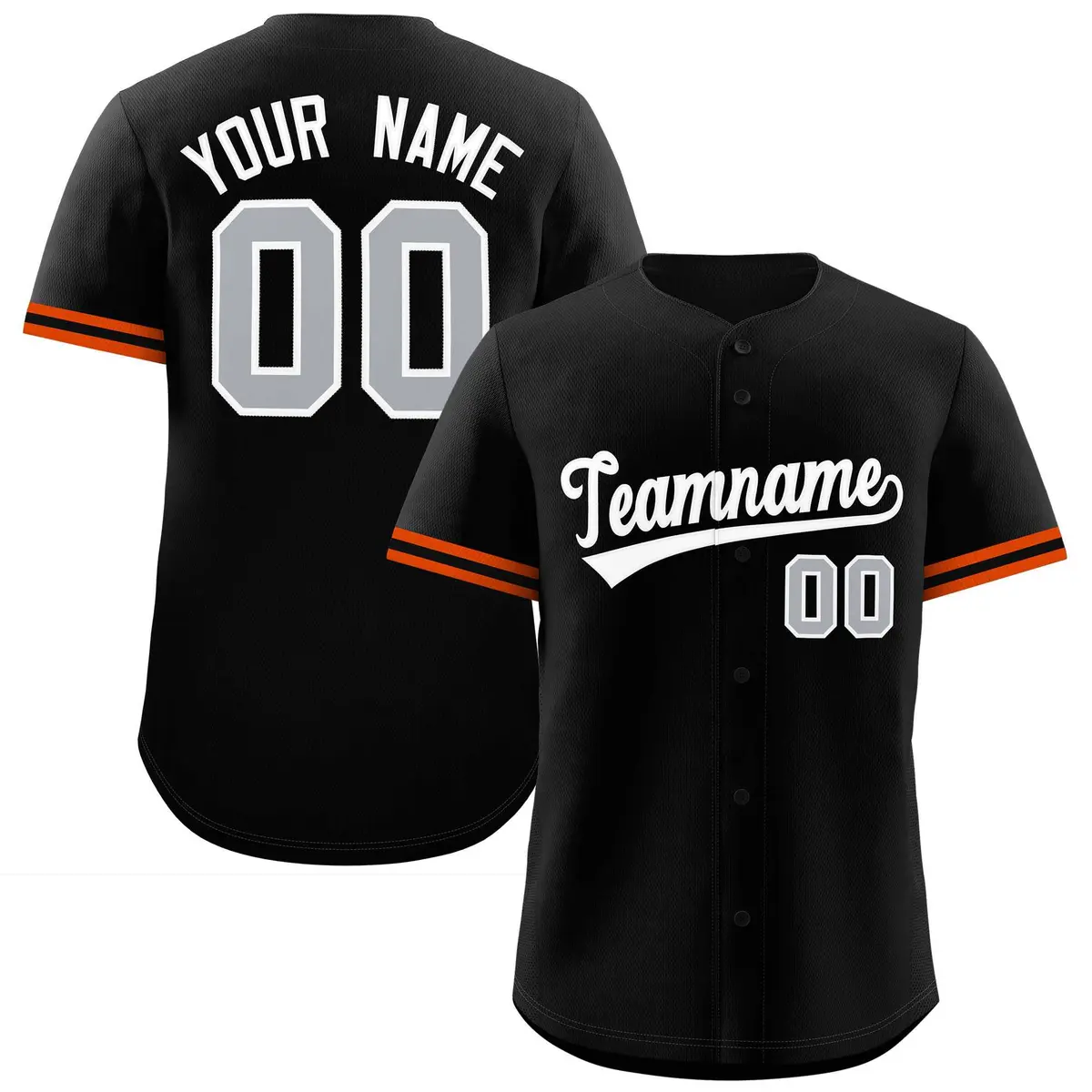 Black White Authentic Full-Button Baseball Jersey