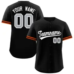 Black White Authentic Full-Button Baseball Jersey 1