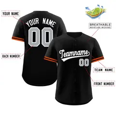 Black White Authentic Full-Button Baseball Jersey 2