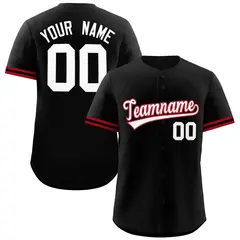 Black White Authentic Full-Button Baseball Jersey 1