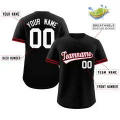 Black White Authentic Full-Button Baseball Jersey 2