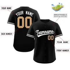 Black White Authentic Full-Button Baseball Jersey 2