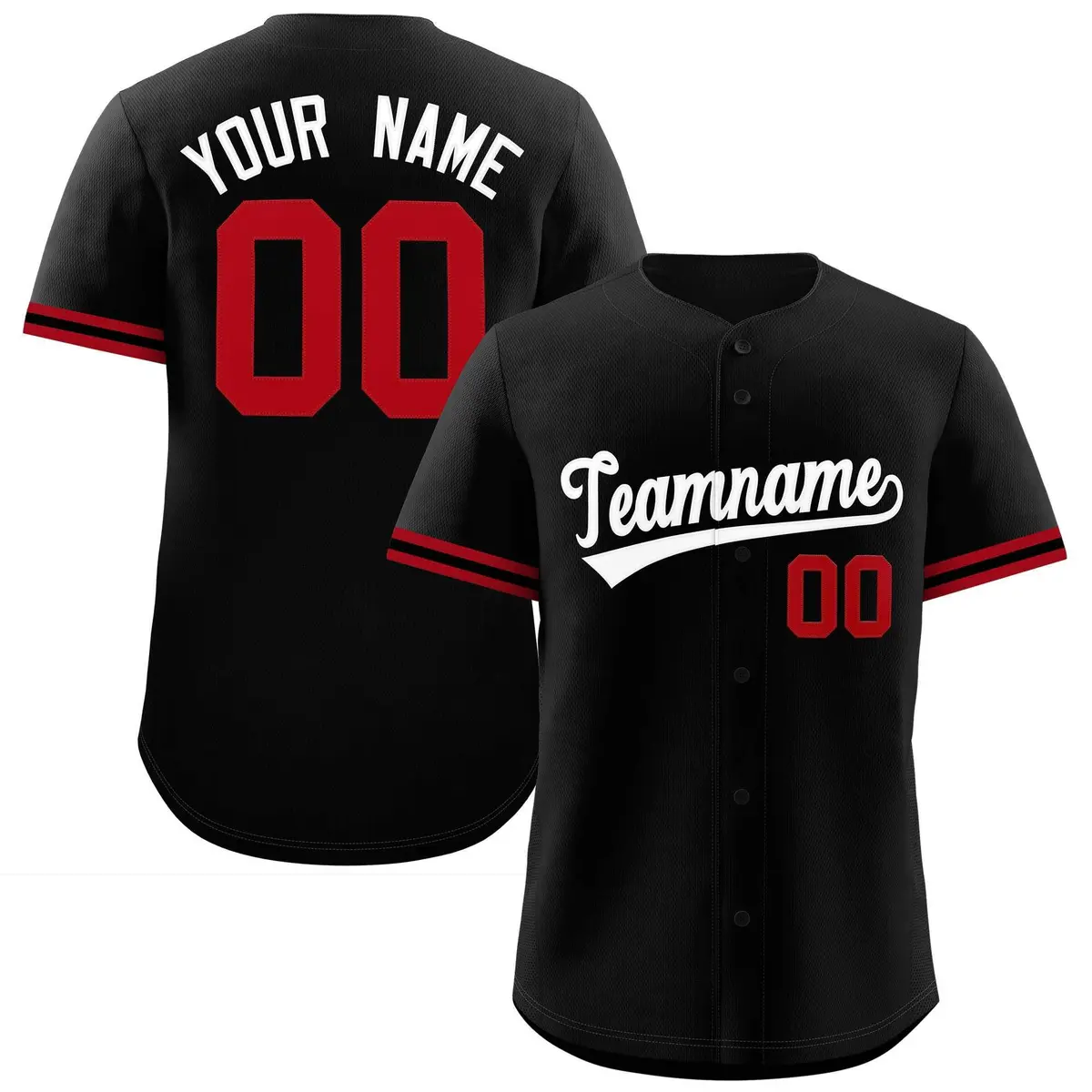 Black White Authentic Full-Button Baseball Jersey