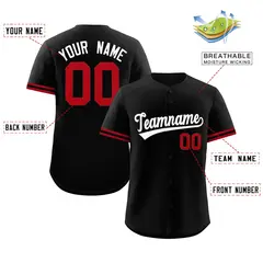 Black White Authentic Full-Button Baseball Jersey 2