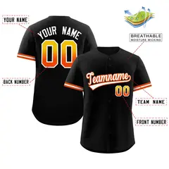 Black White Authentic Full-Button Baseball Jersey 2
